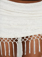 Women's Winita Macrame Tassel Mini Skirt Cream | Tassel mini skirt in macrame fabric 5