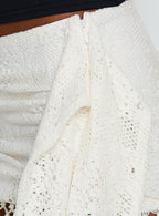 Women's Winita Macrame Tassel Mini Skirt Cream | Tassel mini skirt in macrame fabric 6