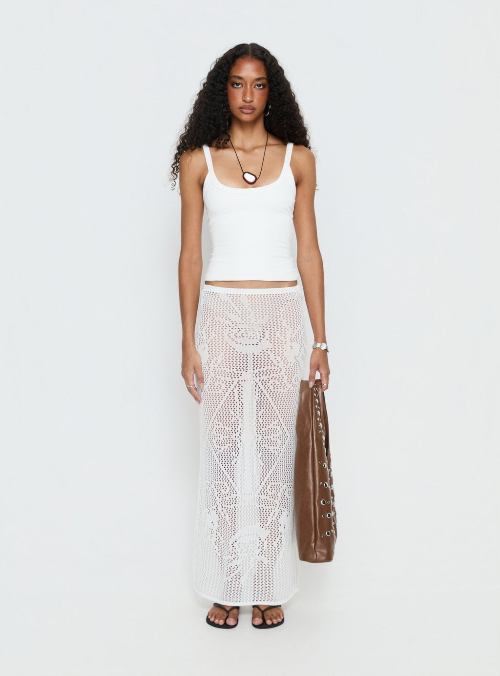 Women's Wisteriah Sheer Maxi Skirt White | Maxi skirt in sheer fabric 6