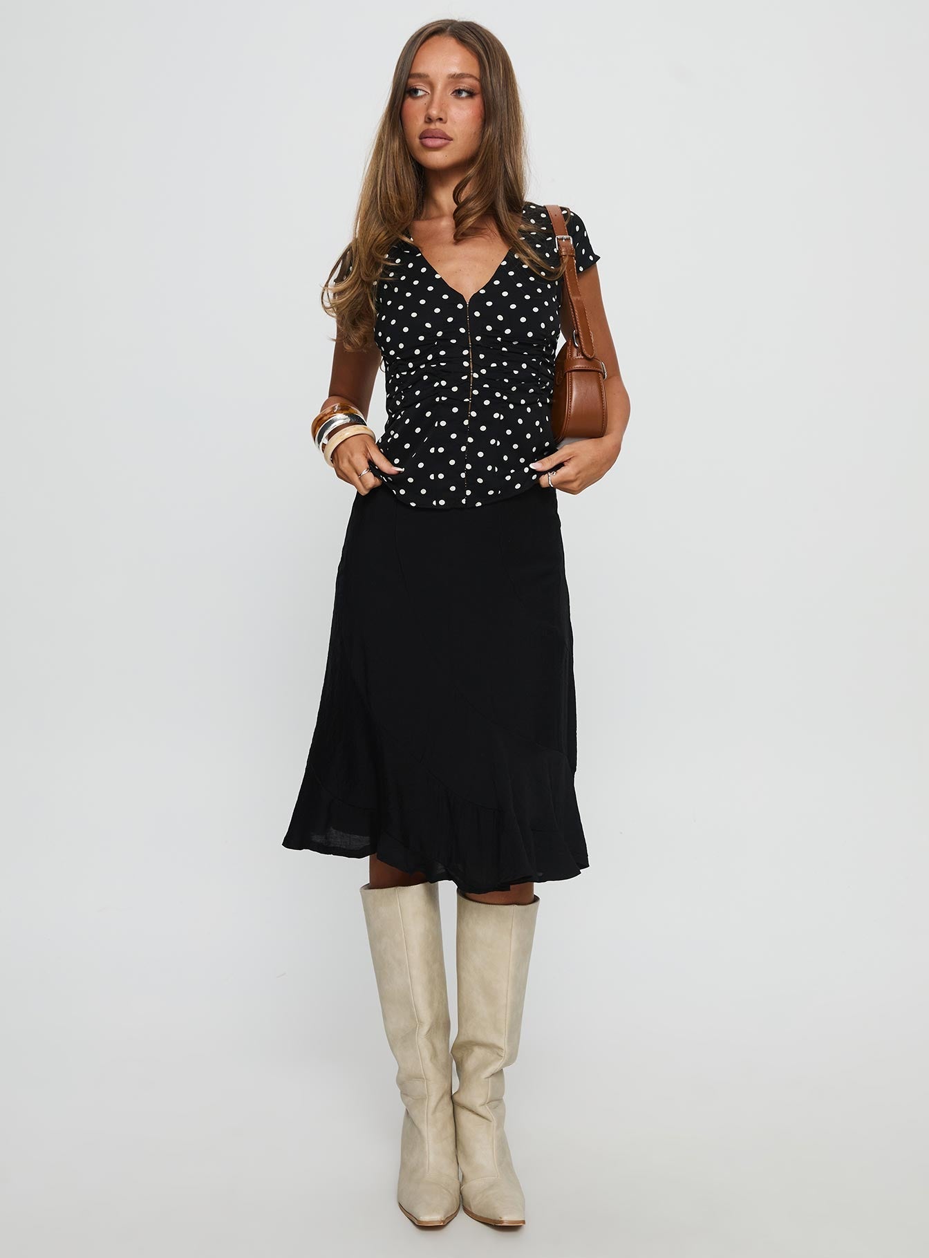 Women's With Kindness Midi Skirt Black | Pleat Midi skirt 1