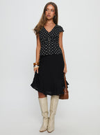 Women's With Kindness Midi Skirt Black | Pleat Midi skirt 2