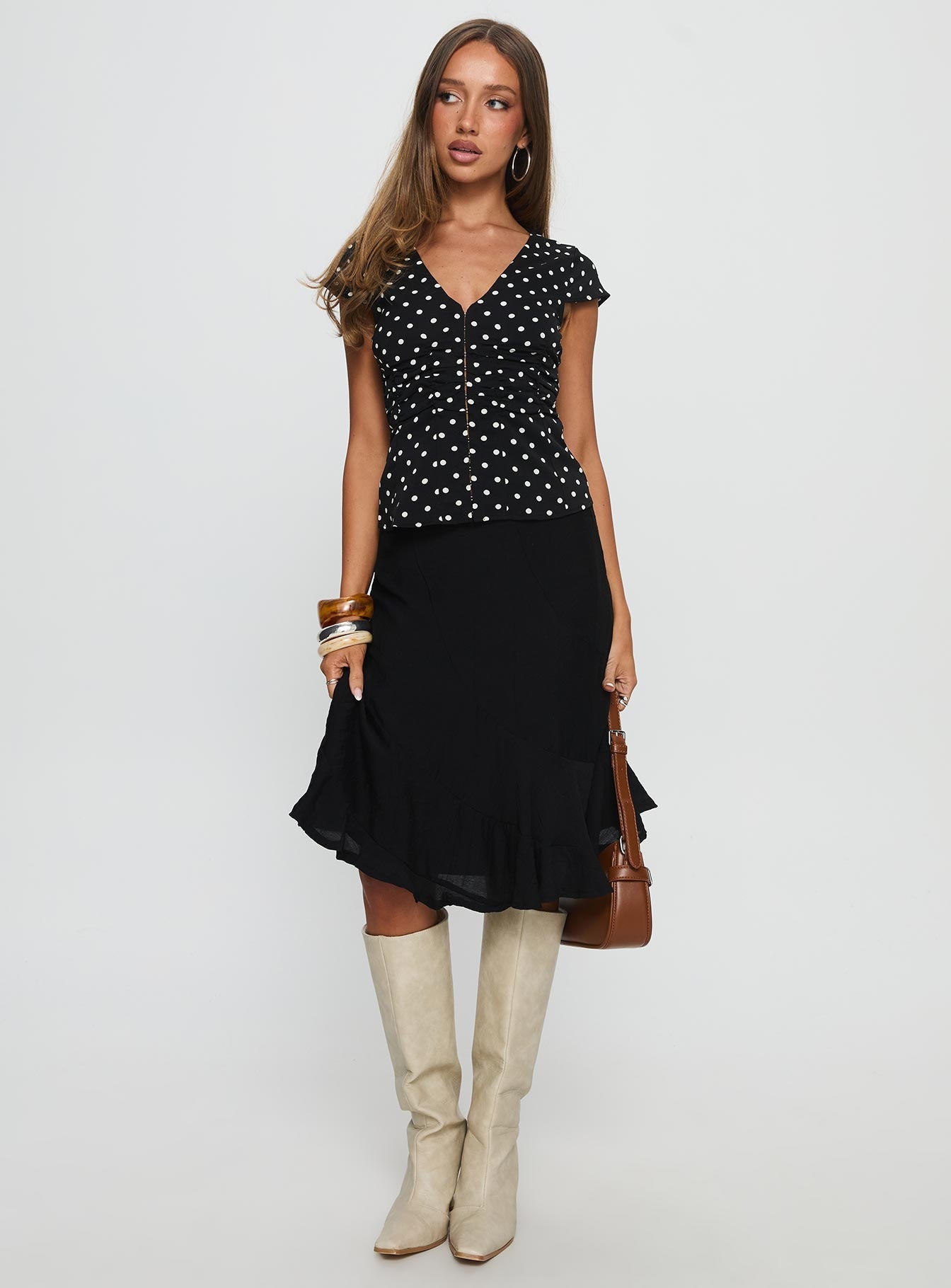 Women's With Kindness Midi Skirt Black | Pleat Midi skirt 2