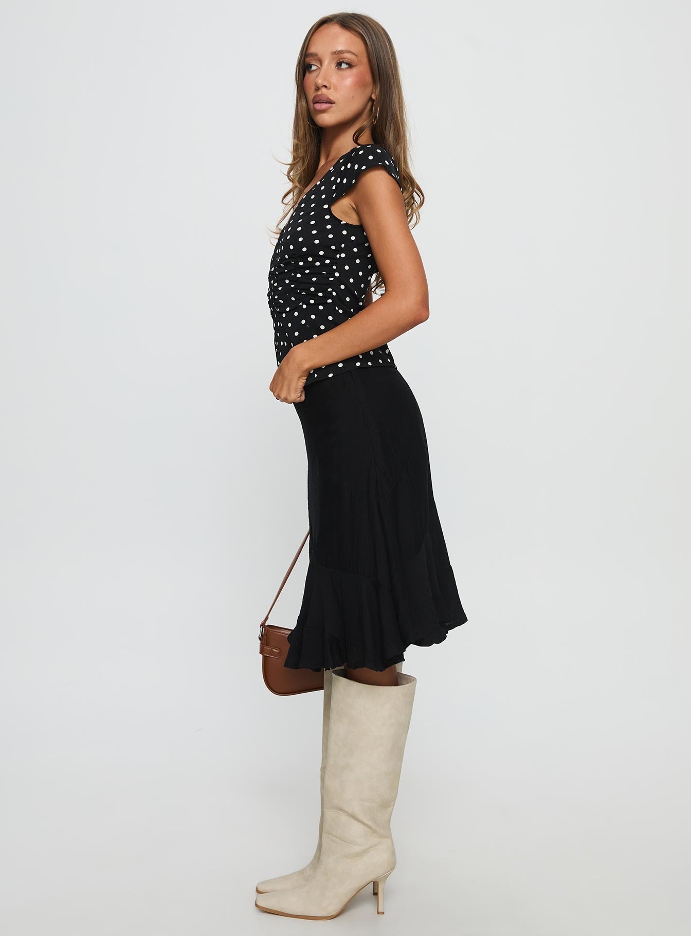Women's With Kindness Midi Skirt Black | Pleat Midi skirt 3