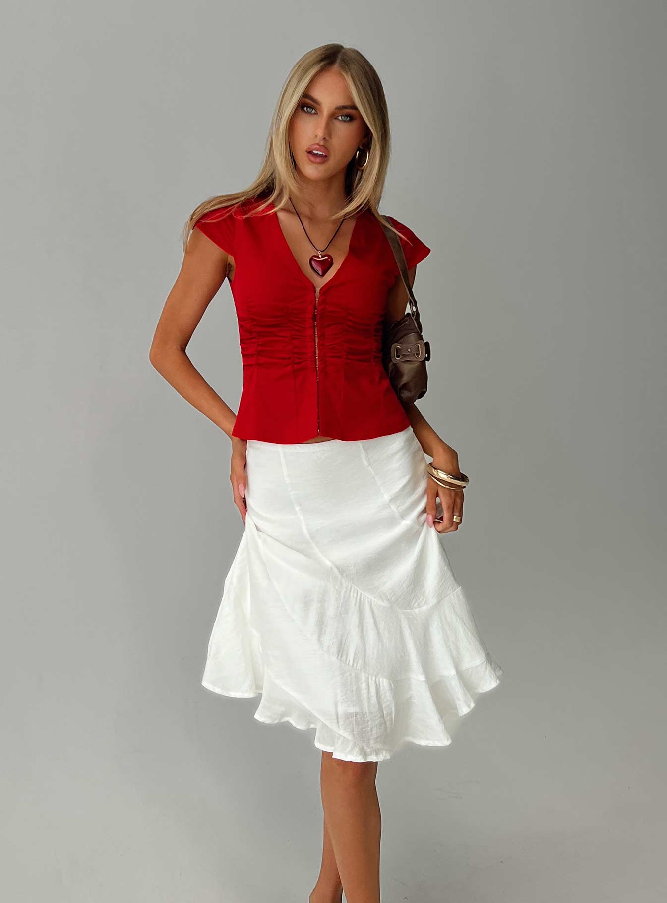 Women's With Kindness Midi Skirt White | Pleat Midi skirt 7