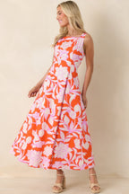 Women's Worth Showing Off Orange & Orchid Pink Floral Tie Back Maxi Dress | 100% Cotton 2