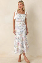 Women's You Grow Girl Ivory Lace Floral Midi Dress | 100% Polyester 2