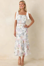 Women's You Grow Girl Ivory Lace Floral Midi Dress | 100% Polyester 4