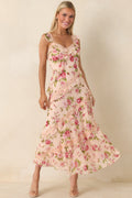 Women's Yours Always Rose Pink Floral Lace & Ruffle Trim Midi Dress | 100% Polyester 0