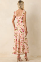 Women's Yours Always Rose Pink Floral Lace & Ruffle Trim Midi Dress | 100% Polyester 6