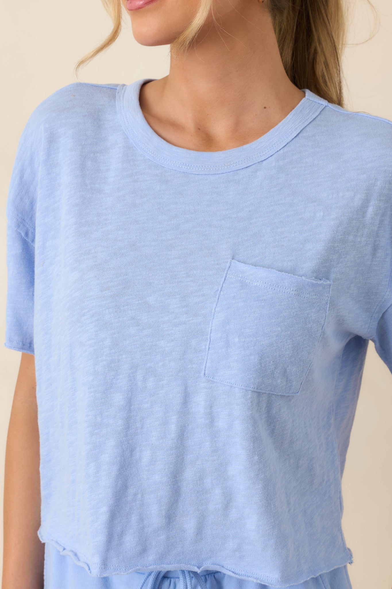 Women's Z Supply Barcelona Blue Cotton Everyday Pocket Tee | 100% Cotton 3