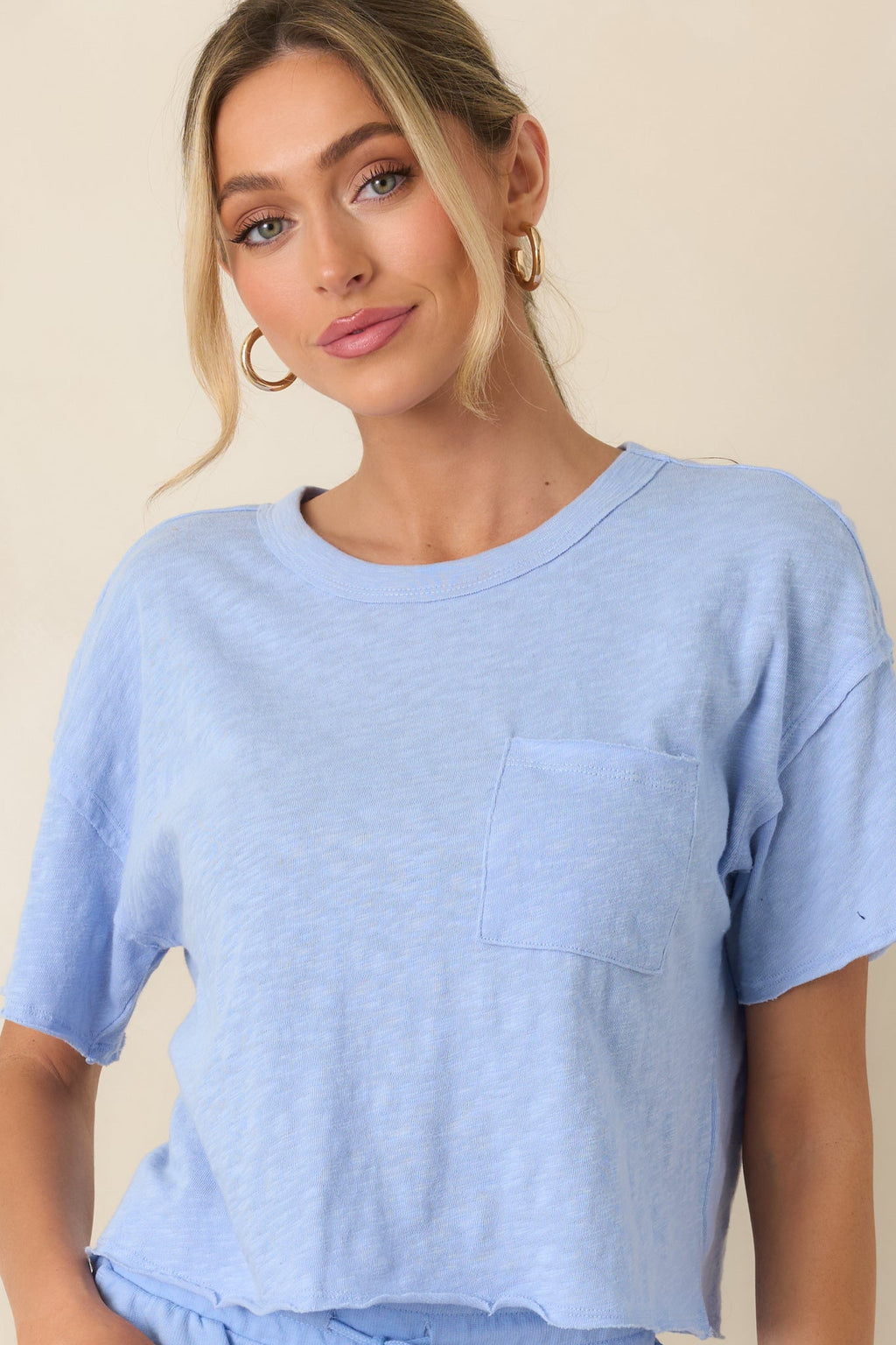 Women's Z Supply Barcelona Blue Cotton Everyday Pocket Tee | 100% Cotton 5