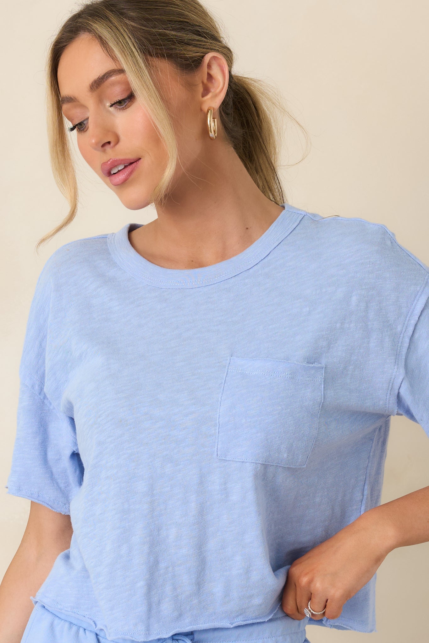 Women's Z Supply Barcelona Blue Cotton Everyday Pocket Tee | 100% Cotton 6