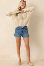 Women's Z Supply Beige Upland Crochet Sweater Top | 60% Cotton & 40% Viscose 3