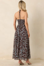 Women's Z Supply Chocolate Brown Multi Lanie Zinn Floral Halter Maxi Dress | 100% Polyester 6
