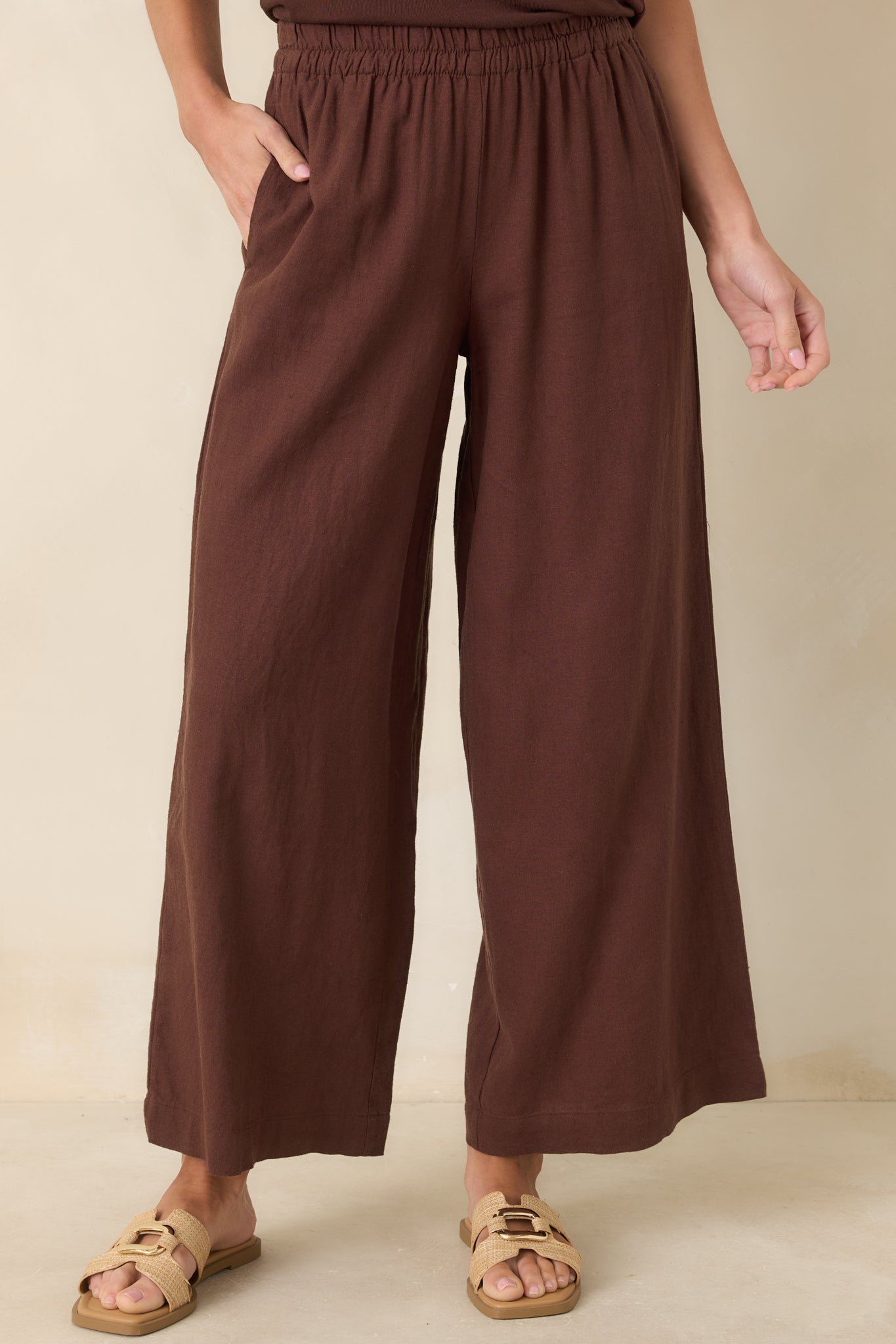Women's Z Supply Chocolate Brown Scout Linen Pants | 55% Linen & 45% Rayon 0
