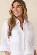 Women's Z Supply Helena White Cotton Gauze Button Up | 100% Cotton 1
