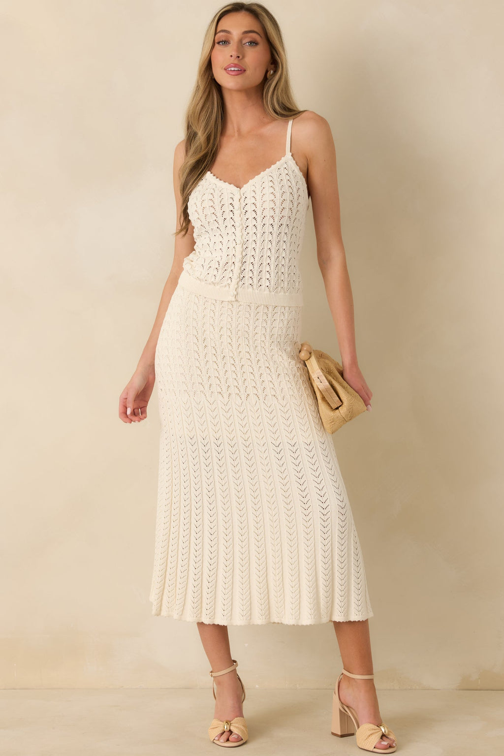 Women's Z Supply Ivory Lexa Sweater Midi Skirt | Shell: 70% Rayon & 30% Polyester 4