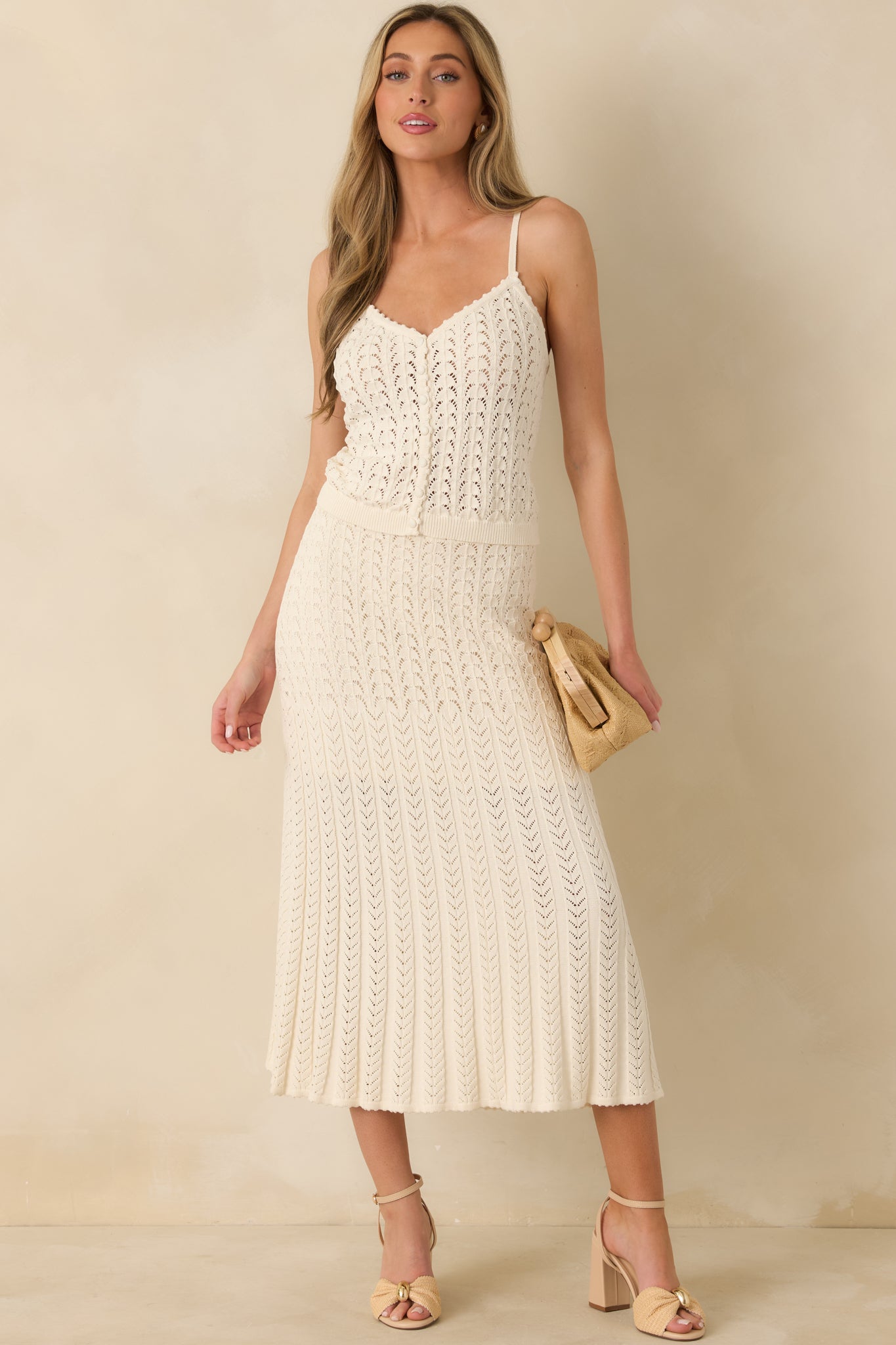 Women's Z Supply Ivory Lexa Sweater Midi Skirt | Shell: 70% Rayon & 30% Polyester 4