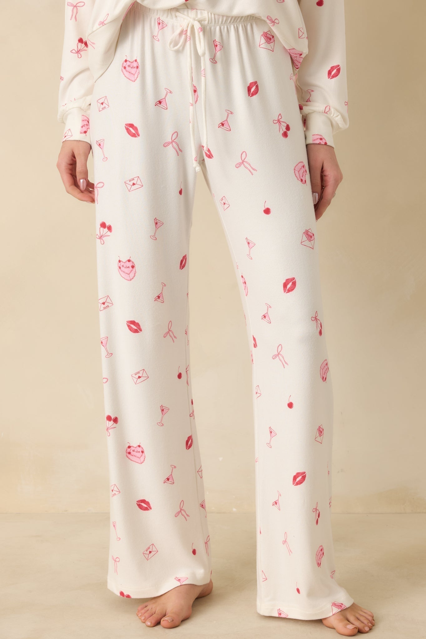 Women's Z Supply Ivory Multi So Sweet Pajama Pants | 95% Polyester & 5% Spandex 0