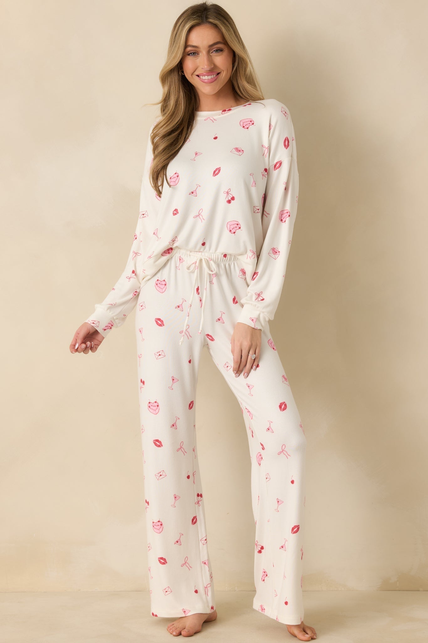 Women's Z Supply Ivory Multi So Sweet Pajama Pants | 95% Polyester & 5% Spandex 1