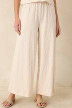 Women's Z Supply Ivory Scout Textured Slub Pants | 65% Polyester 0