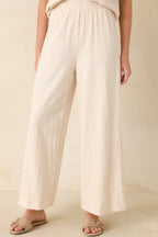 Women's Z Supply Ivory Scout Textured Slub Pants | 65% Polyester 5