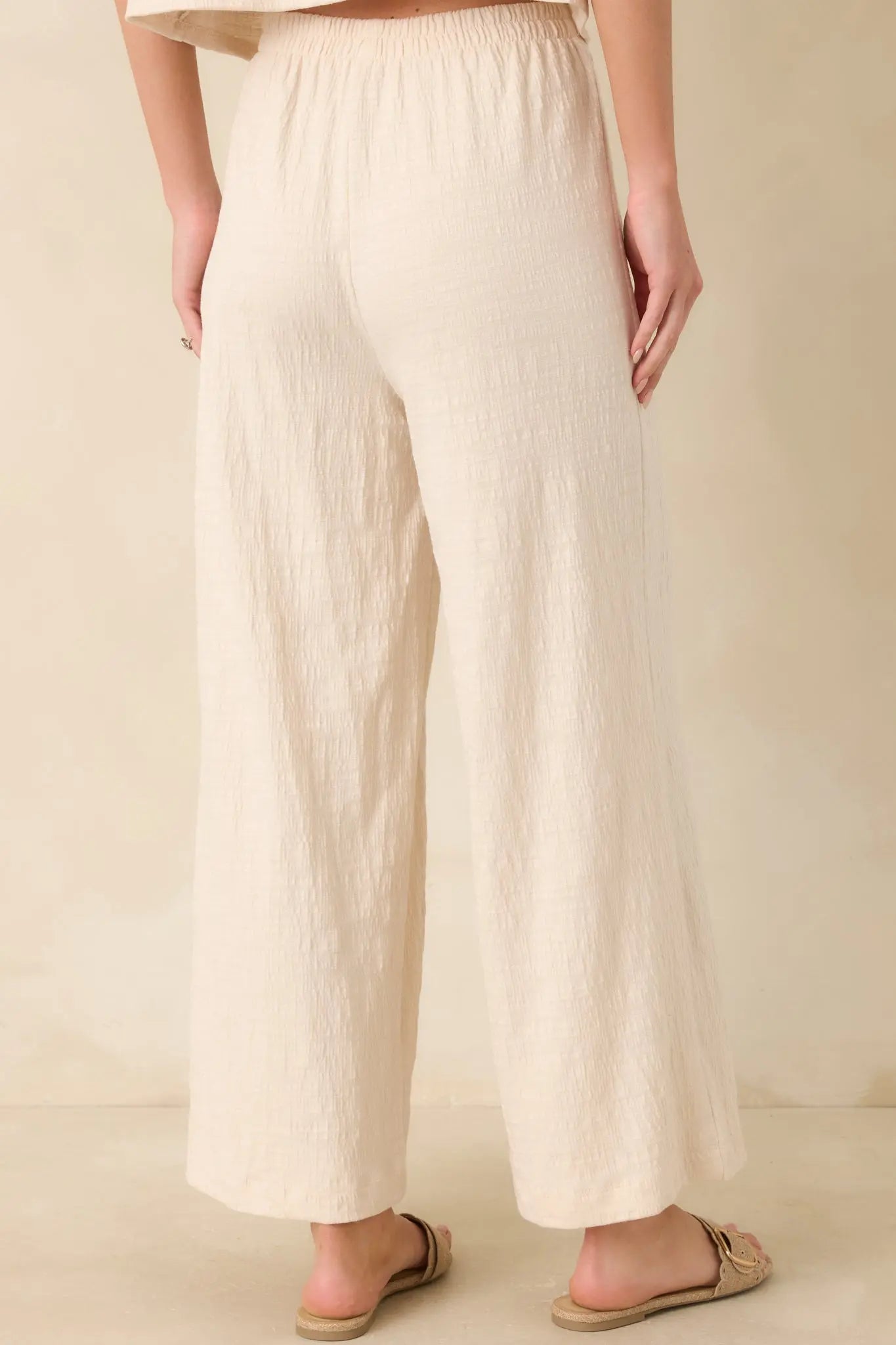Women's Z Supply Ivory Scout Textured Slub Pants | 65% Polyester 6