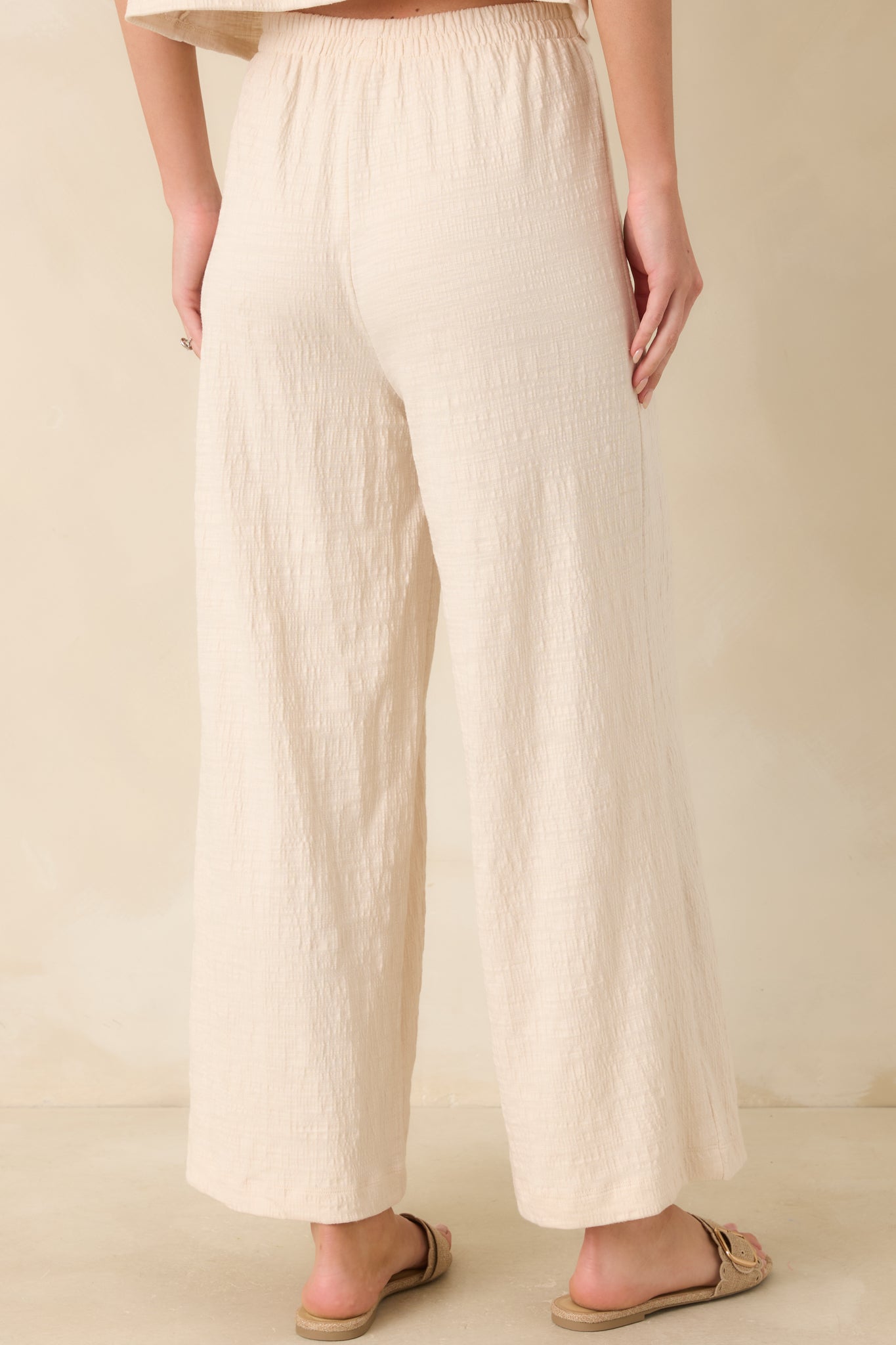 Women's Z Supply Ivory Scout Textured Slub Pants | 65% Polyester 6