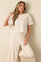 Women's Z Supply Ivory Sway Textured Cropped Tee | 60% Cotton 0