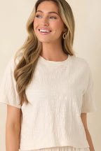 Women's Z Supply Ivory Sway Textured Cropped Tee | 60% Cotton 3