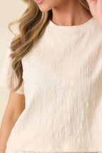 Women's Z Supply Ivory Sway Textured Cropped Tee | 60% Cotton 4