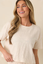 Women's Z Supply Ivory Sway Textured Cropped Tee | 60% Cotton 5