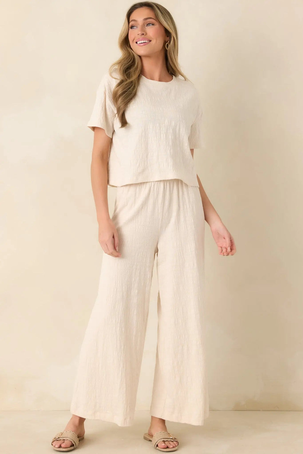 Women's Z Supply Ivory Sway Textured Cropped Tee | 60% Cotton 6