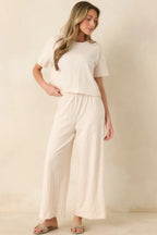 Women's Z Supply Ivory Sway Textured Cropped Tee | 60% Cotton 7