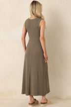 Women's Z Supply Khaki Green Linden Slub Rib Maxi Dress | 52% Cotton 7