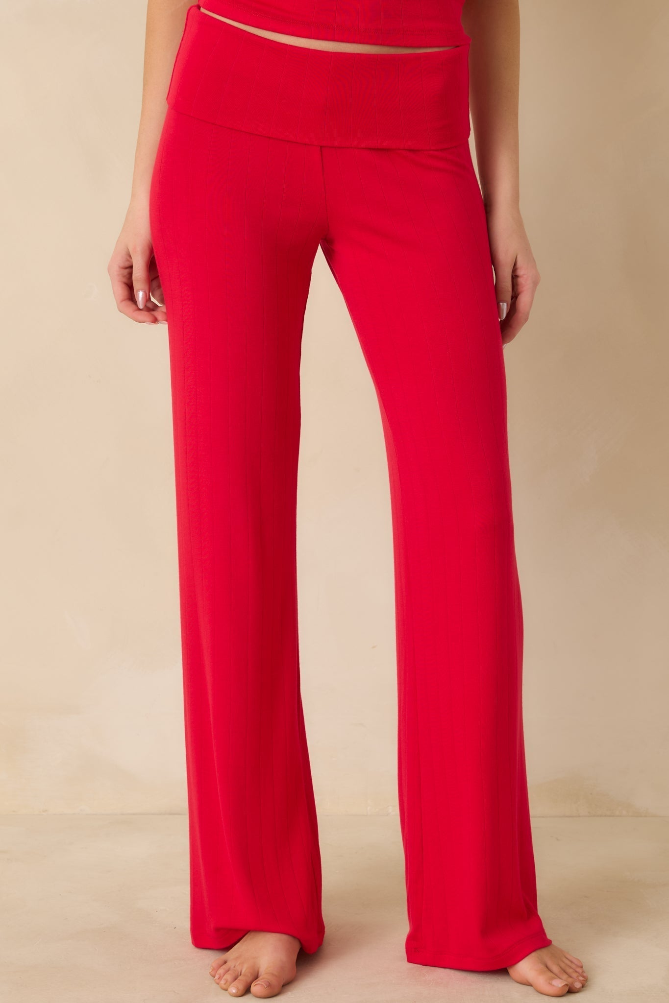 Women's Z Supply Kiss Me Red Essential Fold Over Pants | 96% Modal & 4% Spandex 0