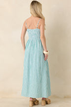 Women's Z Supply La Palma Green Bayside Stripe Linen Maxi Dress | 55% Linen & 45% Rayon 6