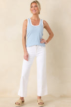 Women's Z Supply Light Blue Sirena Colorblocked Cotton Rib Tank | 95% Cotton & 5% Spandex 3