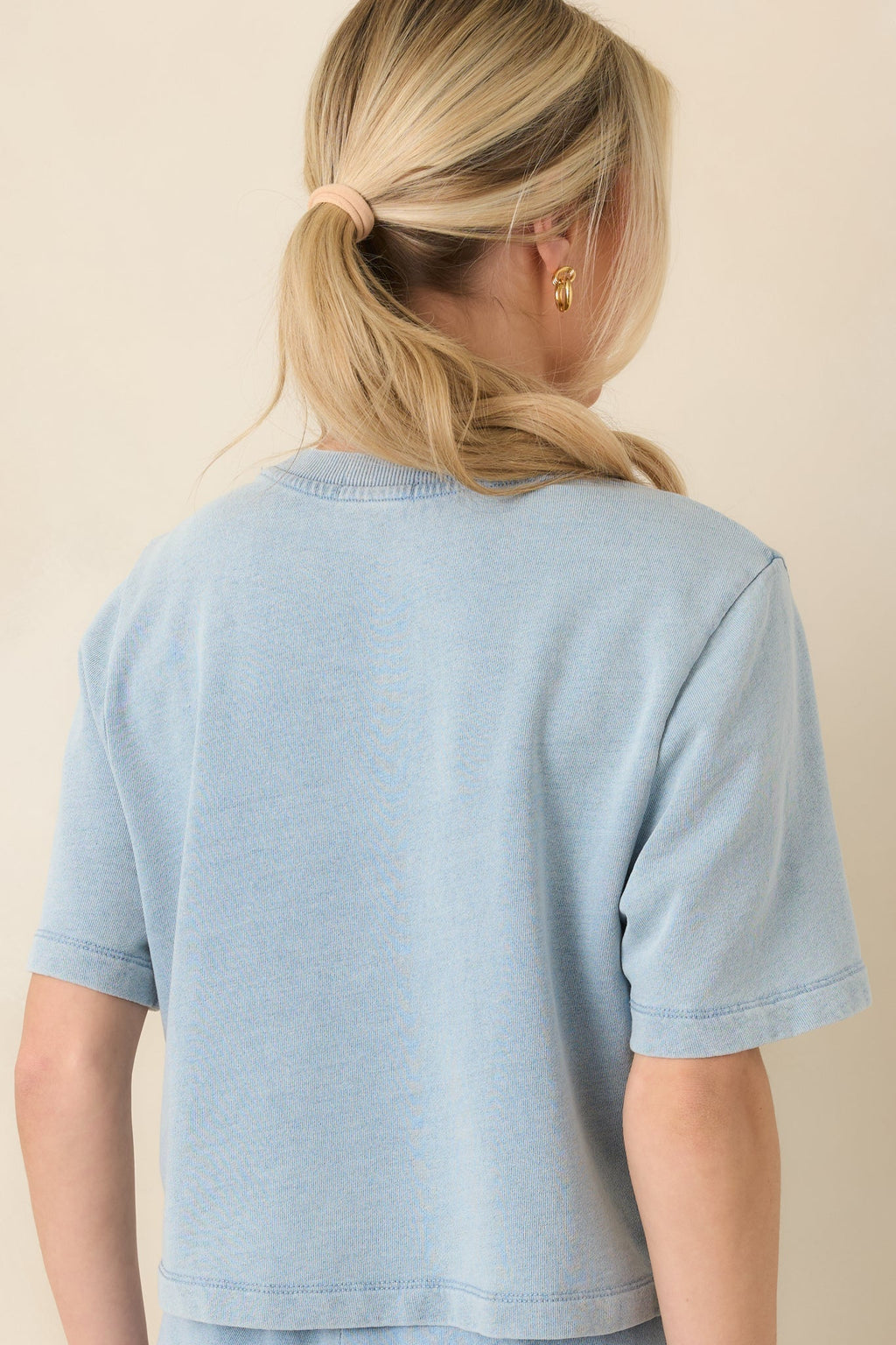 Women's Z Supply Medium Wash Curran Knit Denim Cropped Sweatshirt | 85% Cotton & 15% Polyester 6