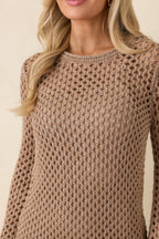 Women's Z Supply Mocha Brown Calabria Shimmer Crochet Mini Dress | 54% Polyester 1