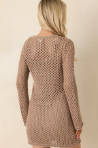 Women's Z Supply Mocha Brown Calabria Shimmer Crochet Mini Dress | 54% Polyester 6