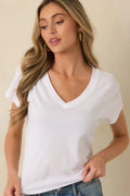 Women's Z Supply Modern Tri Blend White V-Neck Tee | 50% Polyester 0