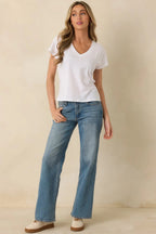 Women's Z Supply Modern Tri Blend White V-Neck Tee | 50% Polyester 1