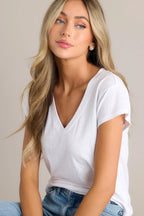 Women's Z Supply Modern Tri Blend White V-Neck Tee | 50% Polyester 7