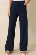Women's Z Supply Navy Blue Andre Wide Leg Pants | 60% Cotton 0