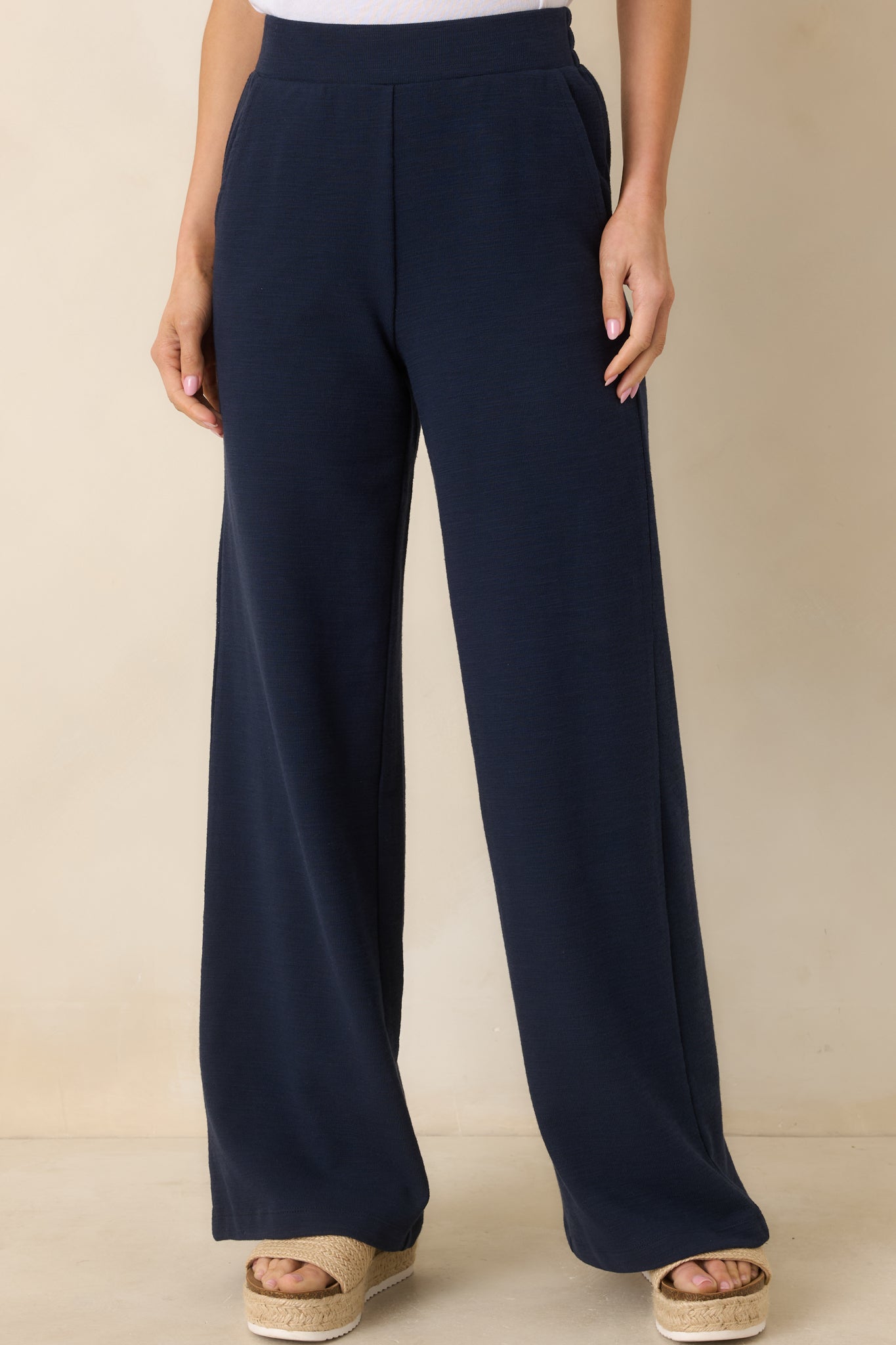 Women's Z Supply Navy Blue Andre Wide Leg Pants | 60% Cotton 3