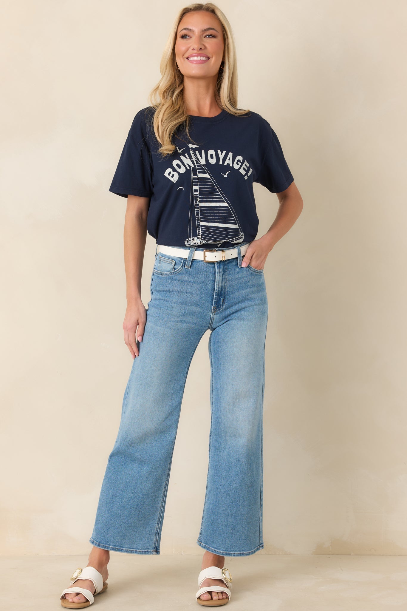 Women's Z Supply Navy Blue Cotton Voyage Boyfriend Tee | 100% Cotton 4