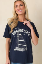 Women's Z Supply Navy Blue Cotton Voyage Boyfriend Tee | 100% Cotton 5