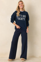 Women's Z Supply Navy Blue Cotton Yachty Boyfriend Sweatshirt | 100% Cotton 0
