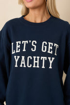 Women's Z Supply Navy Blue Cotton Yachty Boyfriend Sweatshirt | 100% Cotton 2